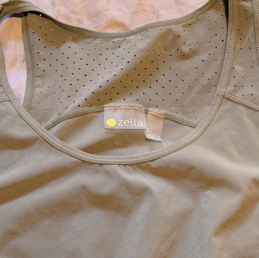 Zella Sage Green Perforated Tank Dress